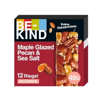 Abbildung von BE KIND Riegel, glutenfreie Snack Maple Glazed Pecan &amp; Sea Salt, hoher Ballaststoffgehalt, ohne künstliche Farb , Aroma oder Konservierungsstoffe, 12 x 40g