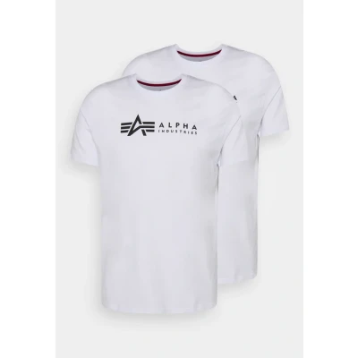Abbildung von Alpha Industries Label 2 PACK Tshirt print, Herren, Größe: Small, White
