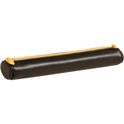 Abbildung von Rhodia 318996C rund Schlampermäppchen (21,5 x 5 cm, Kunstleder, elegant und praktisch, Reißverschuss Griffplatte, ideal für unterwegs) 1 Stück, gelb