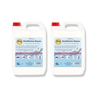 Abbildung von VENTON Destilliertes Wasser 10L (2x5L) I Entsalztes Entionisiertes Demineralisiertes nach VDE 0510 Dest für Haushalt, Freizeit, Auto &amp; Labor Reines Laborwasser