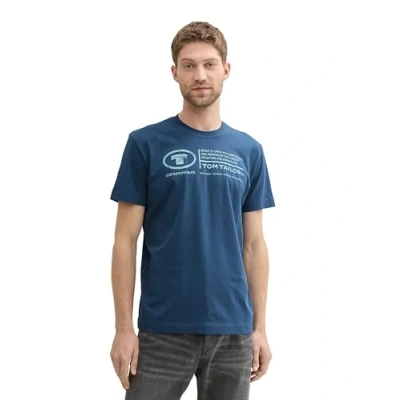 Abbildung von TOM TAILOR Herren 1043718 Basic T Shirt aus Baumwolle mit V Ausschnitt, 26779 Nighttime Blue, XL