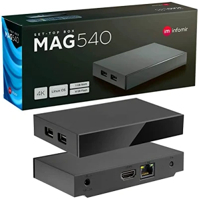 Abbildung von MAG 540 Original Infomir &amp; hb digital Set Top Box 4K Media Player Receiver Internet TV UHD 60FPS 2160p@60 FPS HDMI 2.1 Unterstützung von und HEVC USB3.0 ARM Cortex A35 + Kabel
