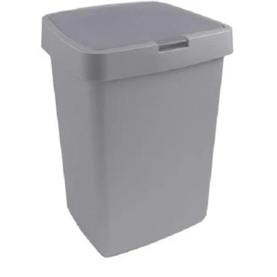Abbildung von SUNWARE Delta Mülleimer mit Klappdeckel 25 Liter 32 x 28 48,5 cm grau