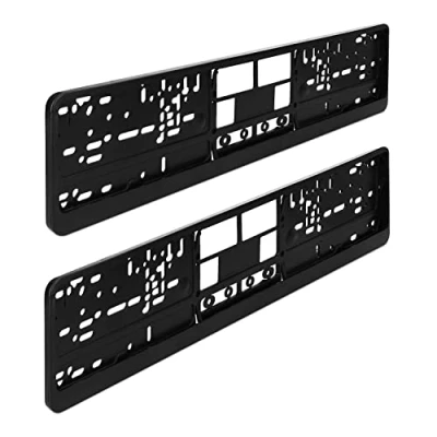 Abbildung von Navaris 2X KFZ Kennzeichenhalter für europäische Standard Kennzeichen 52 x 11cm Auto Nummernschild Halterung Set Autokennzeichen Halter in Schwarz