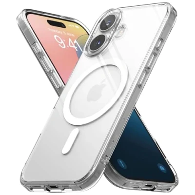 Abbildung von Ringke Fusion Magnetic Case [Kompatibel mit MagSafe] für iPhone 16 Hülle, Transparente Hart PC Rückseite Stoßfeste TPU Bumper Handyhülle Magnet Ladegerät/Zubehör Clear