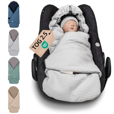 Abbildung von Einschlagdecke für die Babyschale und Autositz, Grau, TOG Wert 2,5, ULLENBOOM ®, Optimal Frühling, Herbst Winter, Made in EU