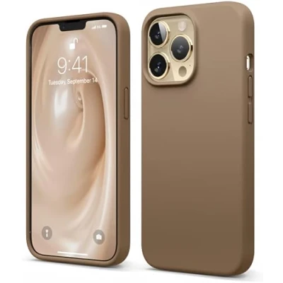 Abbildung von elago Liquid Silicone Case Kompatibel mit iPhone 13 Pro Hülle (6,1&quot;), Hochwertiges Silikon, Rundumschutz Handyhülle : 3 Layer Struktur Schutzhülle, Kratzfestes Weiches Mikrofaserfutter (Braun)