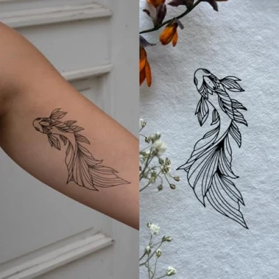 Abbildung von Großer Goldfisch Inkster Tattoo vegane &amp; wasserfeste Temporäre Tattoos für Erwachsene EU Kosmetikzertifizierte Farbe revolutionäres 2 Wochen Premium Klebetattoos