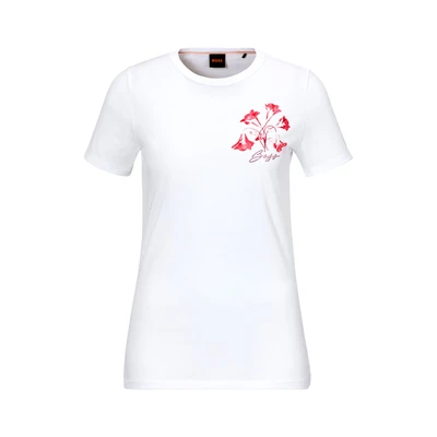 Abbildung von BOSS Elogo Tshirt print, Damen, Größe: Medium, Natural