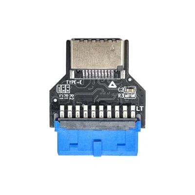 Abbildung von USB 3.0 (USB3.1 Gen 1) Interner Header (19 Pin) auf 3.1/3.2 Typ C (20 A Tasten Frontplatte 180 Grad Adapter,Erweitert E Ports PCs Frontpanel Ports,für Motherboard