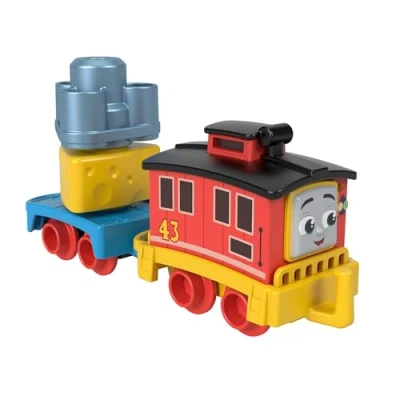 Abbildung von Thomas &amp; Friends Seine Freunde Spielzeug für Kleinkinder My First Bremswaggon Bruno Lokomotive zum Schieben mit Stapelfracht Vorschulkinder ab 18 Monaten, HXP56, HXP56