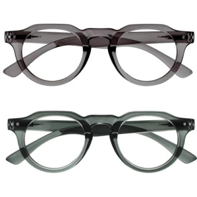 Abbildung von OPULIZE RIO Lesebrille mit Blaulichtfilter 2er Pack Oben Abgeflachter Rahmen Grün, Grau Damen &amp; Herren Federscharniere BB53 67 +3.50