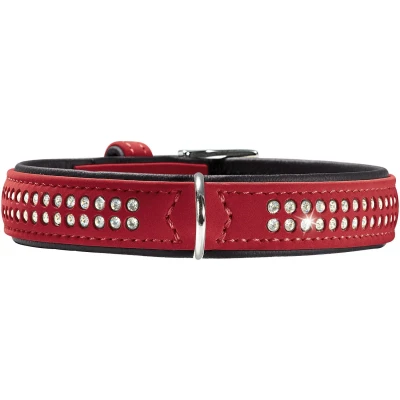 Abbildung von HUNTER SOFTIE DELUXE Hundehalsband, Kunstleder, glitzernde Strasssteine, 45 (S), rot