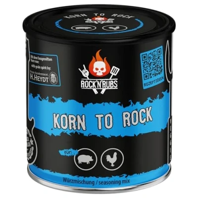Abbildung von ROCK&#039;N&#039;RUBS Grillgewürz Korn To Rock BBQ Rub zum Grillen mit Gewürzmischung &amp; fassgereiftem 1860 130 g Dose