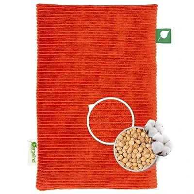 Abbildung von HERBALIND Robustes Kirschkernkissen Cord Premium30x20cm 600g (M) Handmade in Germany Wärmekissen für Mikrowelle 100% OEKO TEX Baumwolle Erwachsene Kinder (Cordstoff, orange)