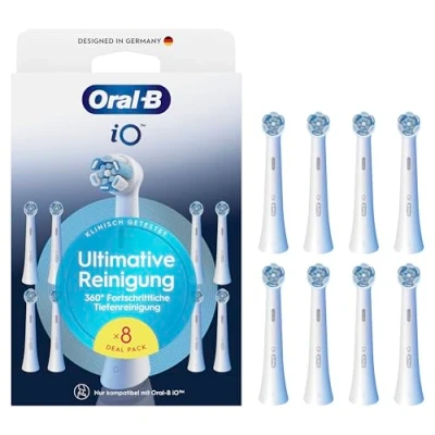 Abbildung von Oral B iO Ultimative Reinigung, Original Aufsteckbürsten für elektrische Zahnbürsten, &#039;Borsten in Borsten&#039; Bündel, Weiß, 8 Stück