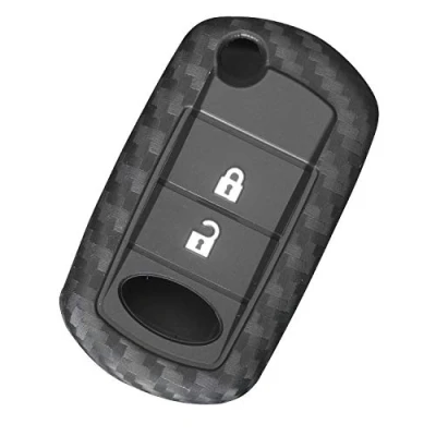 Abbildung von Schlüsselanhänger Hülle, kompatibel mit Land Rover, Karbonfaser Silikon, Autoschlüssel Schutzhülle, Range Rover Sport LR3, Discovery Protected 3 Tasten