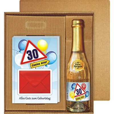 Abbildung von Geldgeschenk Buch Piccolo mit Blattgold Kräuterlikör Schnäpse Zollstock Alles Gute zum 30. Geburtstag für Männer und Frauen als Geburtstagsgeschenk (Alles 30 Piccolo)