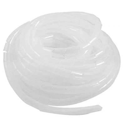 Abbildung von GTIWUNG Kabelschlauch Kabelspirale Spiralband Kabelschutz, Flexibler Spiralschlauch Kabelorganisation, Weiß Transparent, 10mm Durchmesser und 9m Länge