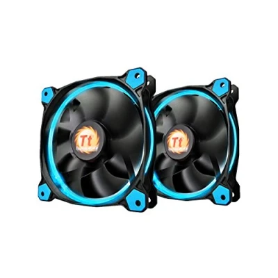 Abbildung von Thermaltake Riing 12 hoher Statischer Druck Circular Ring Blue LED Case/Heizkörper Lüfter mit Anti Vibration System Triple Pack Cooling blau Twin 140mm