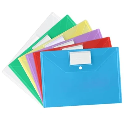 Abbildung von Vicloon Dokumententasche, 6 x Sichttasche A4 Verschiedene Transparente Farben, mit Druckknopf und Visitenkartentasche, zum Abheften, Sortiert für Schule, Job, Büro zu Hause