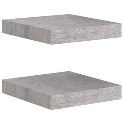 Abbildung von vidaXL 2X Schweberegal Wandregal Schwebend Bücherregal Wandboard Hängeregal Dekoregal Freischwebend Regal Betongrau 23x23,5x3,8cm MDF