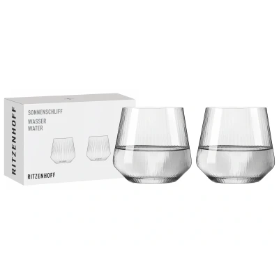 Abbildung von RITZENHOFF 8000001 Wasserglas 400 ml Serie Sonnenschliff Set 2 Stück Trinkglas mit Reliefstruktur Made in Germany