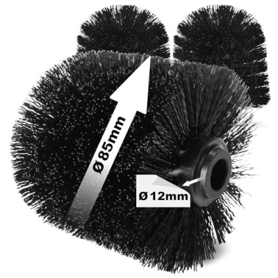 Abbildung von com four® 3X Ersatz WC Bürstenkopf für Klobürsten Ersatzbürsten in schwarz Toilettenbürsten Austauschklobürstenköpfe (3 Stück 85mm)