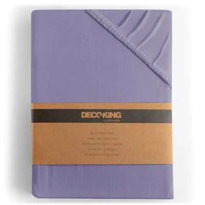 Abbildung von DecoKing Spannbettlaken 160x200 180x200 cm 100% gekämmte Baumwolle Lavendel Lila Spannbetttücher Jersey Boxspringbett Amber 160 x 200 180