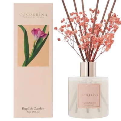 Abbildung von COCORRÍNA Raumduft Reed Diffuser mit 8 Duftstäbchen 200ml Englischer Garten, Natürlich, Langanhaltend, Home Duft ätherisches Öl Diffusor für Badezimmer Regal Dekoration