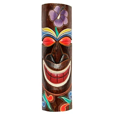 Abbildung von Wogeka Wanddekoobjekt TIKI Maske bunt 50 cm zum aufhängen Wanddeko aus Bali, Wandmaske Maori Neuseeland