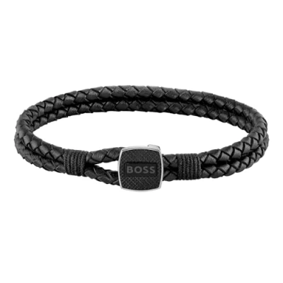 Abbildung von BOSS Jewelry Lederarmband für Herren Kollektion SEAL Schwarz 1580047S
