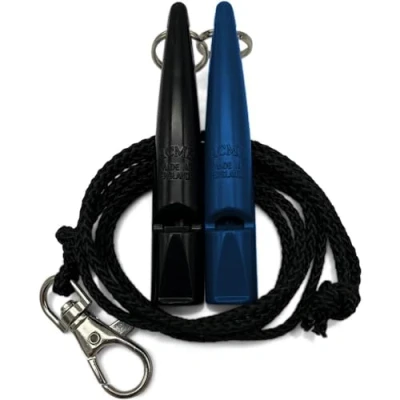 Abbildung von ACME Hundepfeife No. 211,5 mit Pfeifenband Im Doppelpack 2 Pfeifen inklusive Bänder Ideal für den Rückruf Laut und weitreichend (Black + Snorkel Blue)