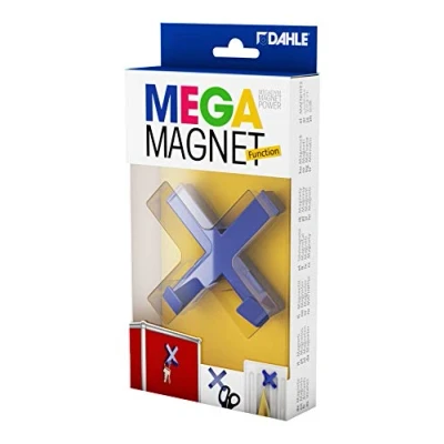 Abbildung von Dahle Mega Magnet CROSS XL (70 x 70 mm, inkl. 2 Haken zum Aufhängen von Gegenständen) blau