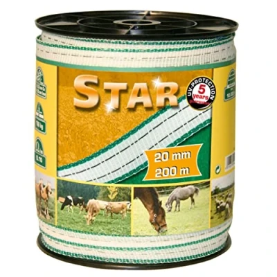 Abbildung von Ako Star Classe Weidezaunband Weiß/Grün 20mm x 200m