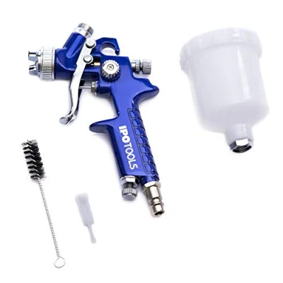 Abbildung von IPOTOOLS Mini HVLP Lackierpistole Spritzpistole 0,8mm Düse H2000 Profi Farbsprühsystem Spraypistole mit 125 ml Plastikbecher und Edelstahldüse 0,8 mm