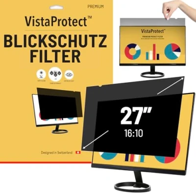 Abbildung von VistaProtect Premium Blickschutzfilter &amp; Anti Blaulichtfilter, Privacy Filter Blue Light Blickschutzfolie für Computermonitore (27&quot; Zoll 16:10)