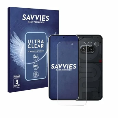 Abbildung von Savvies 6 Stück Schutzfolie für Nothing Phone (2a) (Display+Kamera) Displayschutz Folie Ultra Transparent