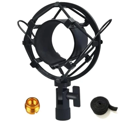 Abbildung von Tencro 47 53mm AT2020 Mikrofon Shock Mount mit Schraube Adapter, einstellbare Anti Vibration High Isolation Metall Halterung Halter Clip