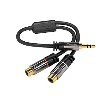 Abbildung von KabelDirekt 3,5mm Adapter Kabel 0,2m (2 x Cinch Buchse &gt; Stecker, 3 polig) PRO Series