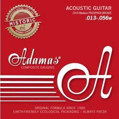 Abbildung von Adamas Saiten Satz für Akustikgitarre Historic Reissue Phosphor Bronze, massives Messing ball end Medium .013 .056