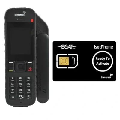 Abbildung von OSAT Inmarsat IsatPhone 2.1 Satellitentelefon mit Prepaid /Postpaid SIM Karte bereit zur Aktivierung Sprache, SMS Nachrichten, GPS Tracking, weltweite Abdeckung, SOS Notfall Schwarz