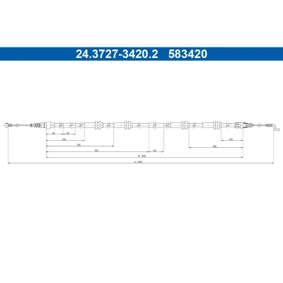 Abbildung von ATE 24.3727 3420.2 Handbremsseil 1983mm VOLKSWAGEN: Transporter 6 Bus, Kastenwagen, Multivan