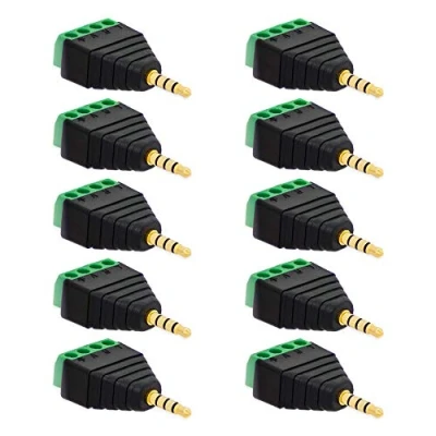 Abbildung von 10x Klinke Adapter Stecker 3,5mm &gt;Terminal Block 4 Pin Schraub Klemmen Kabel