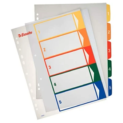 Abbildung von Esselte 218669 Register Polypropylen A4, 5 Positionen, aufdruckbar