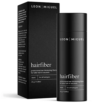 Abbildung von Leon Miguel Haarpuder Hairfiber Streuhaar, perfekter Halt, für Männer &amp; Frauen, lange Haltbarkeit