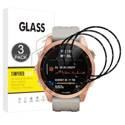 Abbildung von E Hamii Displayschutzfolie kompatibel mit Garmin Fenix 7S,[3 Stück][3D Curved Full Cover][Kratzfest, High Definition] Schutzfolie für 7S