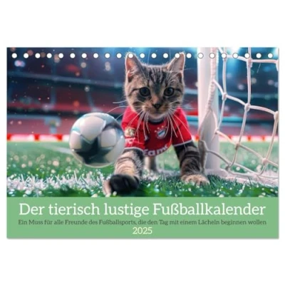 Abbildung von Der tierisch lustige Fußballkalender (Tischkalender 2025 DIN A5 quer), CALVENDO Monatskalender