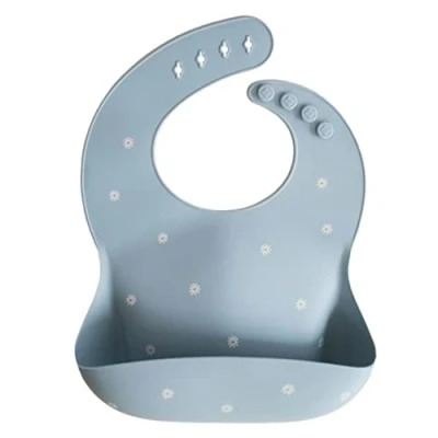 Abbildung von mushie Silikon Bib für Kinder Lätzchen mit Auffangschale BPA frei Wasserdicht Abwaschbar verstellae Passform Sichere &amp; Hochwertige Kleinkinder Baby White Daisy