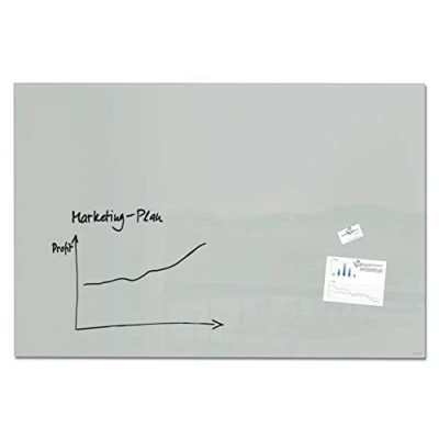 Abbildung von SIGEL GL221 Großes Premium Glas Whiteboard 150x100 cm grau hochglänzend, SGS geprüft, einfache Montage, incl. 2 starke Magnete, Magnettafel Artverum